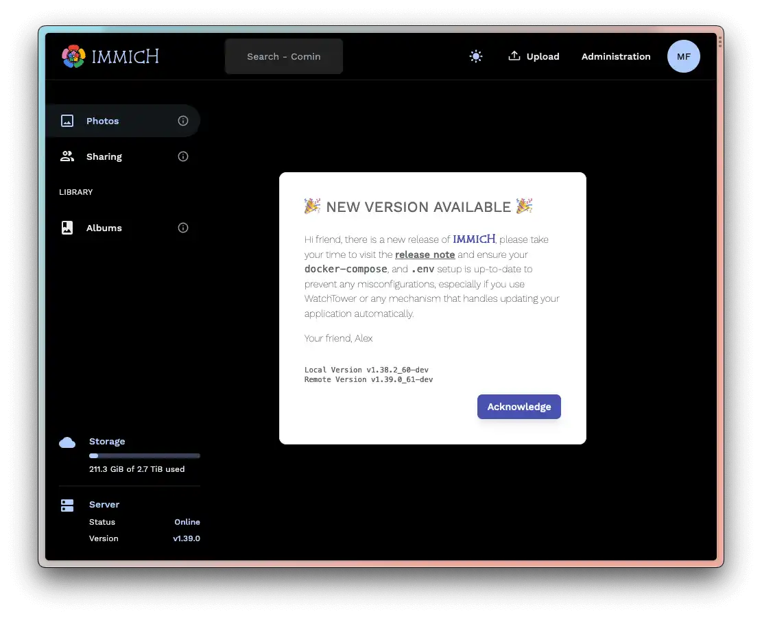 Gallery update notification